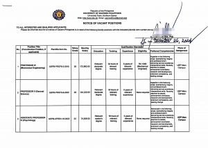 VACANT POSITION AS OF DECEMBER 2024